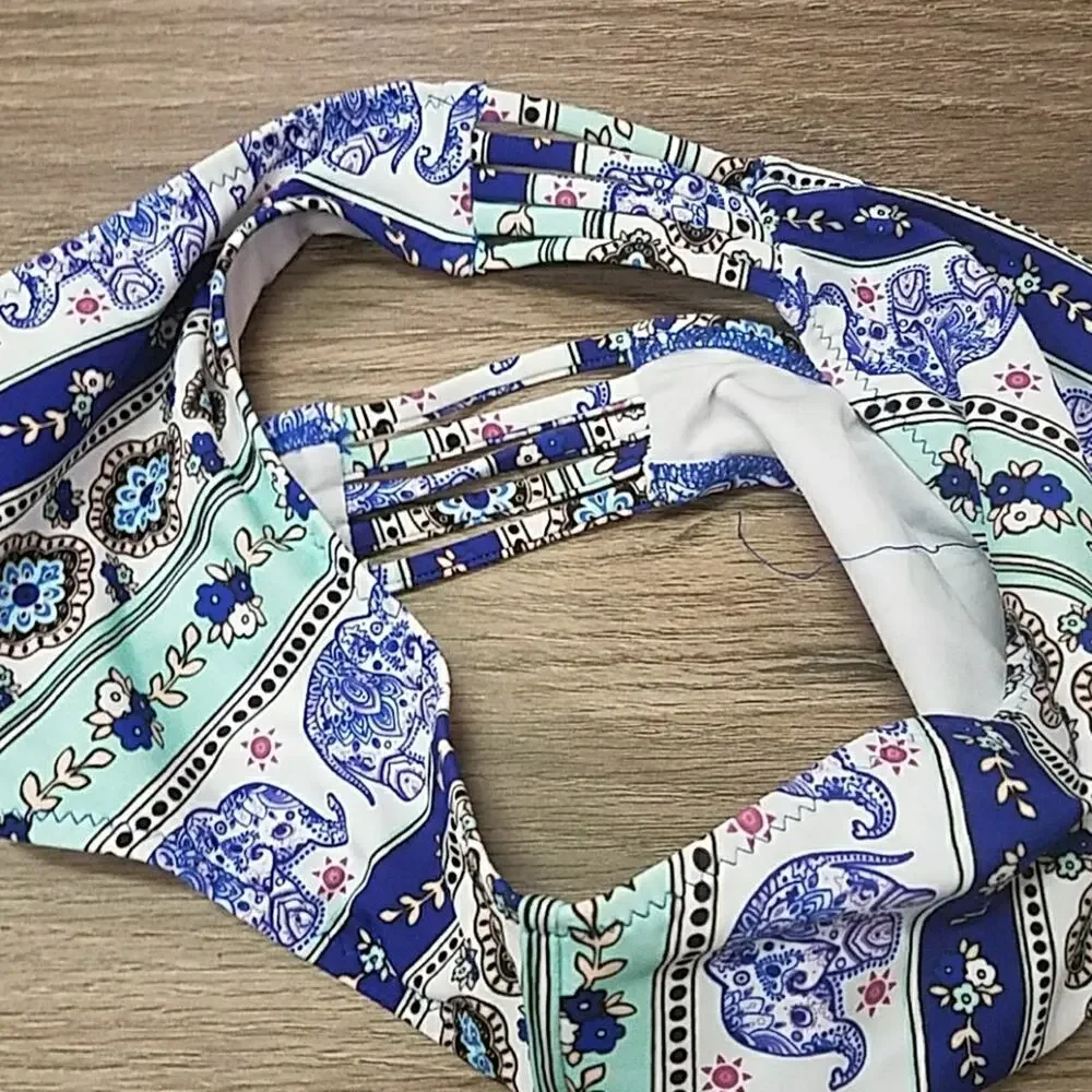 NWT Cupshe elephant‎ print halter bikini sz L